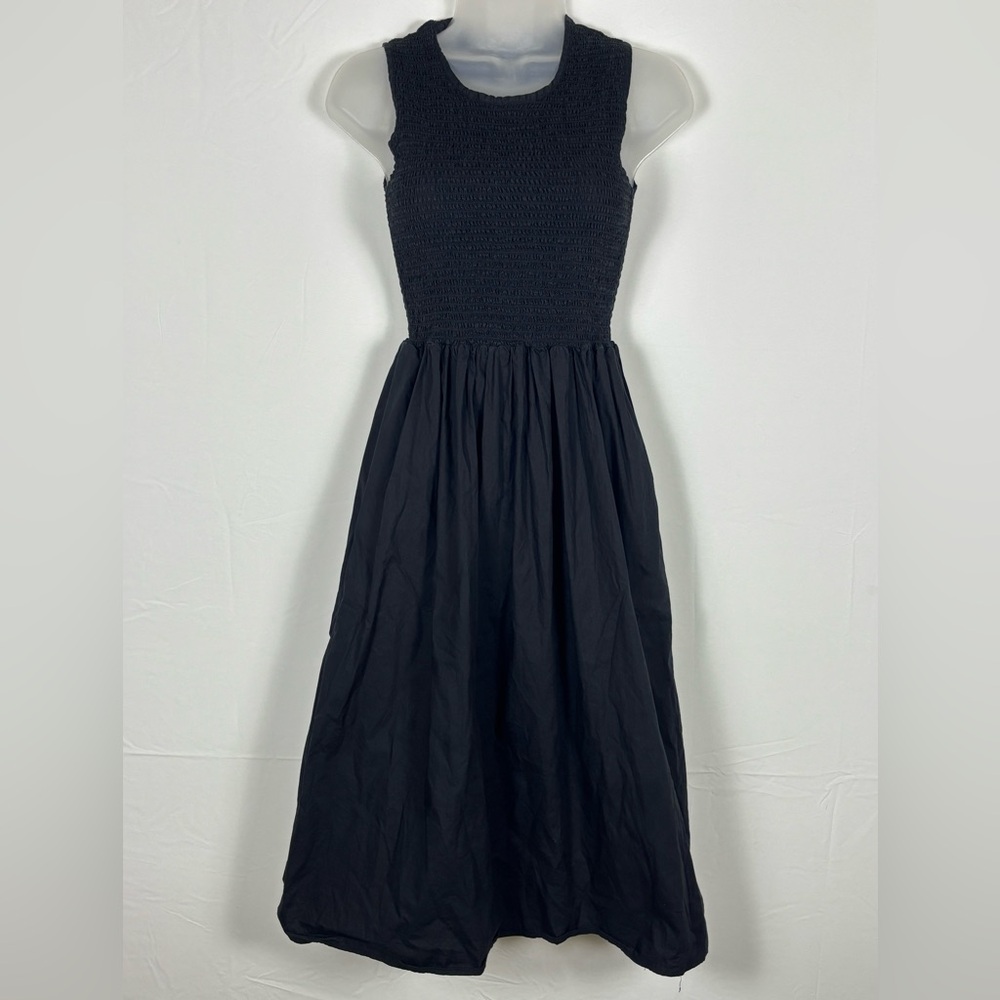 French Connection Midi Dress Smocked Black Size 2 - Picture 2 of 10